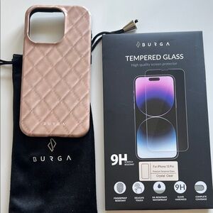 New Pink Phone Case and Tempered Glass for iPhone 15 Pro